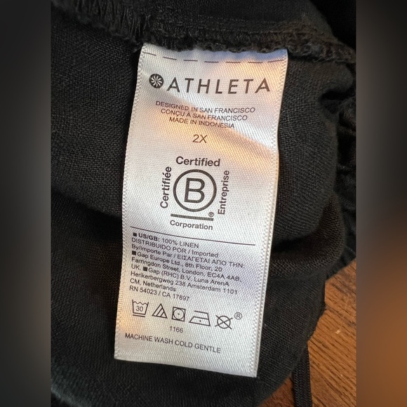 Athleta Retreat 100% Linen High Rise Wide Leg Pants Women’s Plus 2X Petite Black - Picture 6 of 13